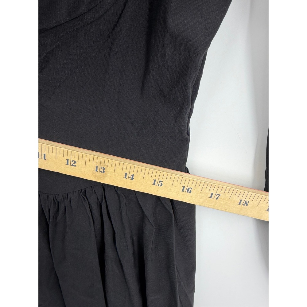 Marthea Bustier Midi Dress Womens L Black Long Sleeve Sweetheart Tie Back - Picture 9 of 9